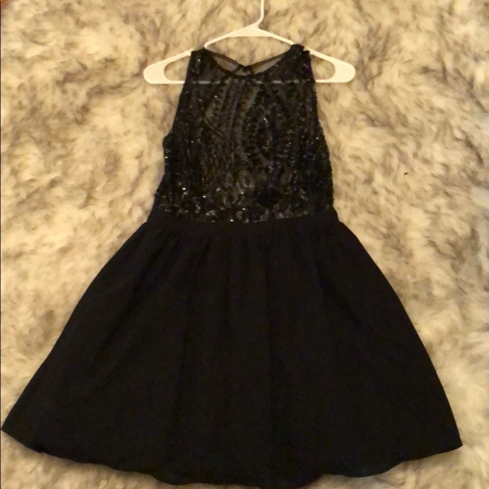Black cocktail sequin dress